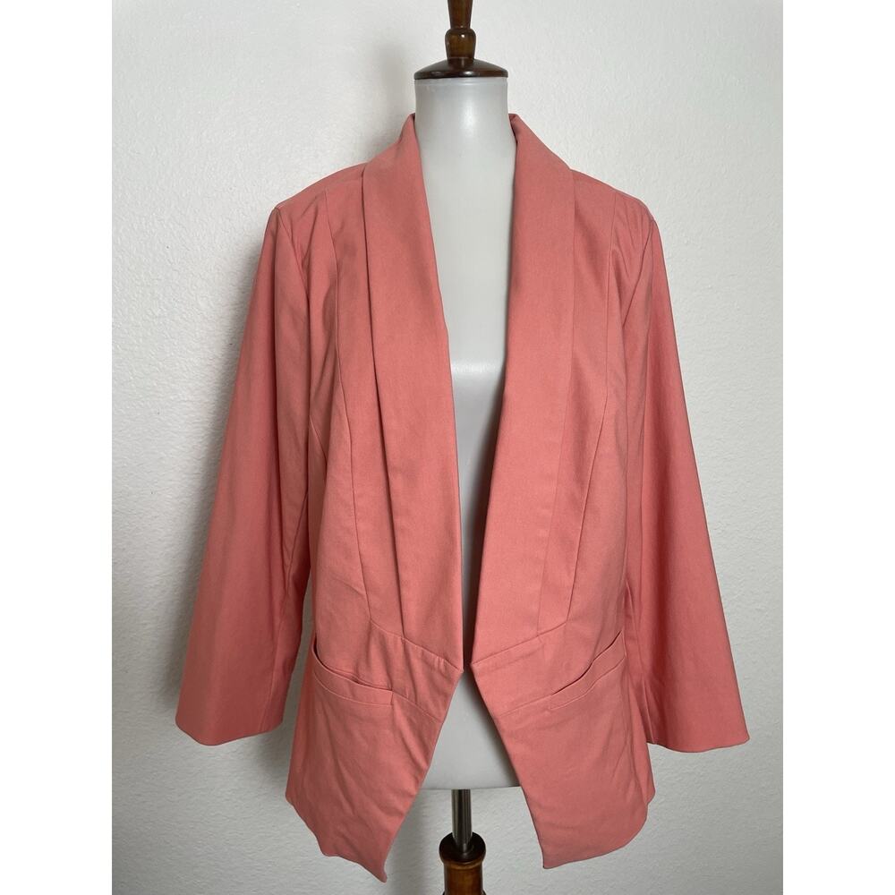 Torrid Blazer Jacket‎ Women 2 Single Breast Open Front Orange Salmon